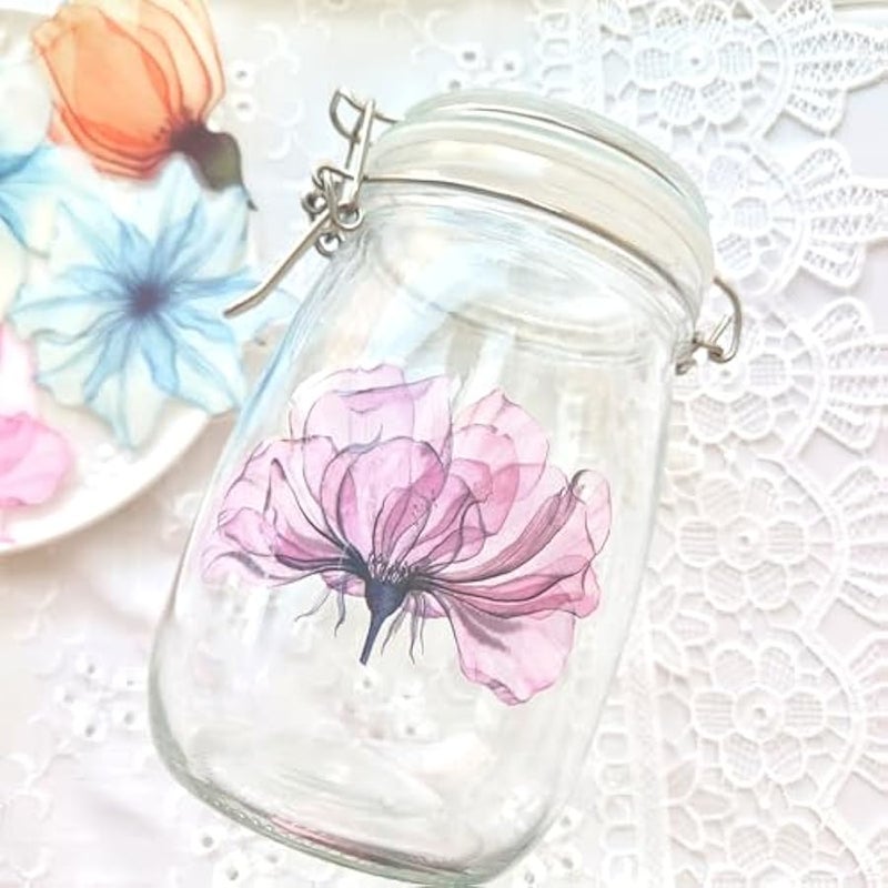Large Flower Stickers - 30 Pcs Big 4 Clear PET Floral Stickers for Scrapbooking, Journaling, Junk Journal, Scrapbook Supplies - Waterproof Transparent for Crafts, Wall Decor, Window Decals - Image 4